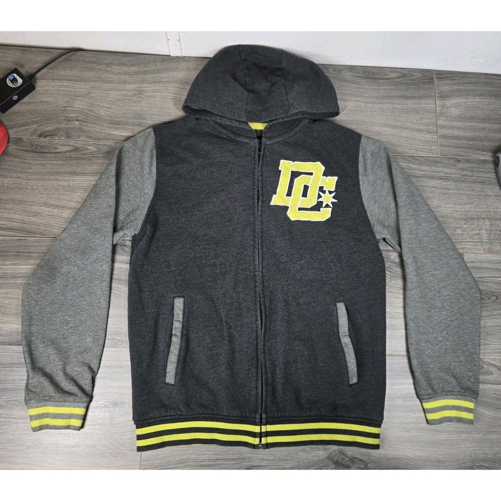 DC Varsity Jacket Mens Medium M Gray Free‎ Agent Hooded Fleece